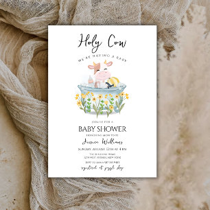 Heilige Kuh Wildblumenwiese Badewanne Babyparty Einladung