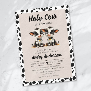 Heilige Kuh-Zwillinge Baby Shower Einladung