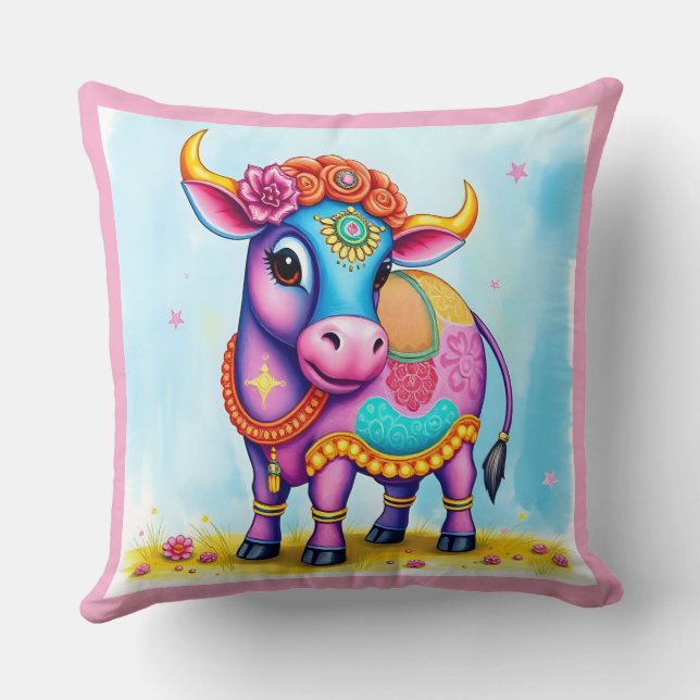 Heilige Kühe in Diwali Kissen (Rückseite)