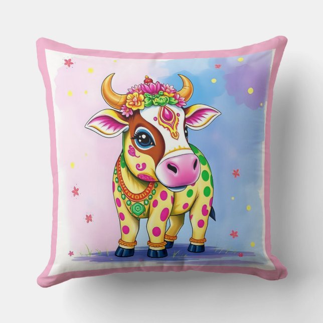 Heilige Kühe in Diwali Kissen (Rückseite)