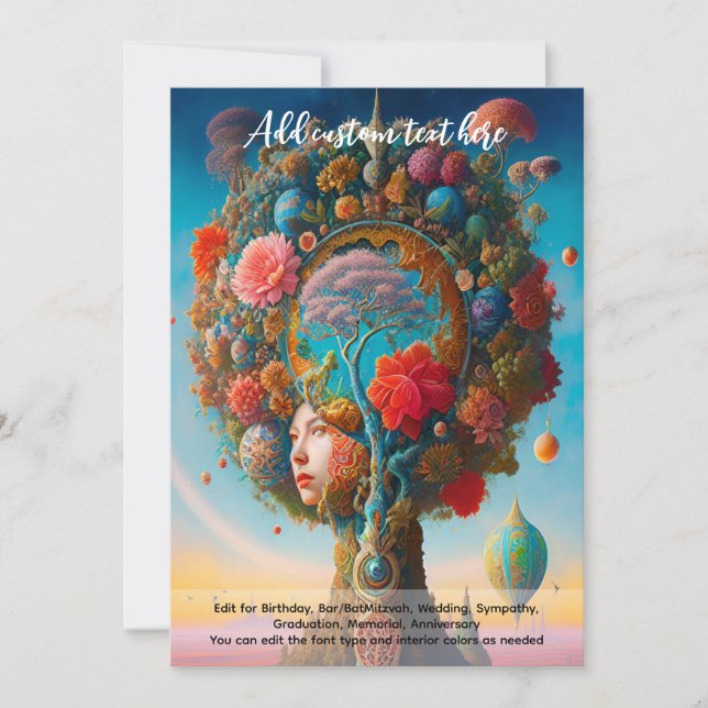 Heilige Kunst Mystischer Baum des Lebens spirituel Einladung (Vorderseite)