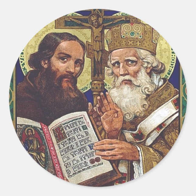 Heilige Kyril und Methodius Förderer Europas Runder Aufkleber (Vorderseite)