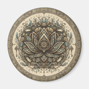Heilige Lotos-Mandala Vintage Spirituelle Kunst Magnet