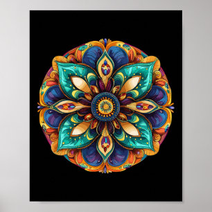 Heilige Lotus-Mandala-Boho-Meditation Poster