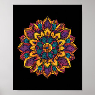 Heilige Lotus-Mandala-Boho-Yoga-Meditationsharmoni Poster