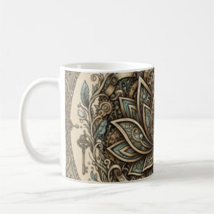 Heilige Lotus-Mandala Vintage Spirituelle Kunst Kaffeetasse