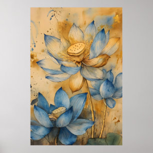 Heilige Lotus (Nelumbo nucifera), eine ikonische W Poster