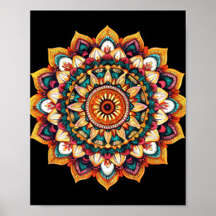 Heilige Lotus-Sonnen-Mandala-Meditation Poster