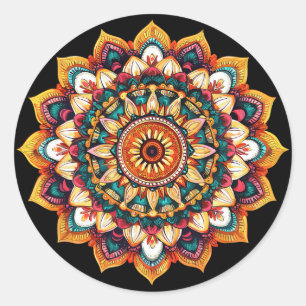 Heilige Lotus-Sonnen-Mandala-Meditation Runder Aufkleber