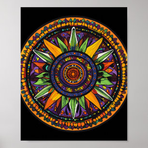 Heilige Mandala-Sonnenstrahlen-Meditation Poster