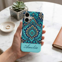 Heilige Mandala-Spiritualität Navy Blau Teal Damas