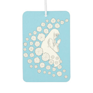 Heilige Maria mit Rose - schwarz-weiß - Autolufterfrischer