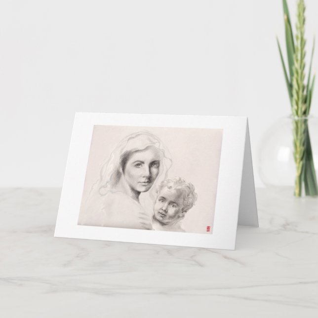 Heilige Maria und christliches Kind Feiertagskarte (Vorderseite)