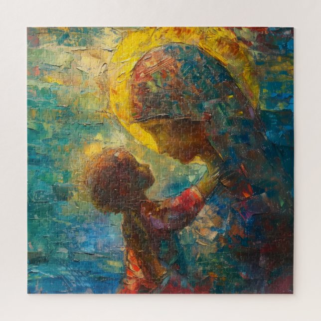 Heilige Maria und Jesus Expressionismus Puzzle (Vertikal)