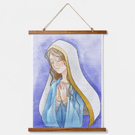 Heilige Mary Wandteppich Mit Holzrahmen