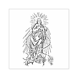 Heilige Mutter Christi mit Rosary Gummistempel