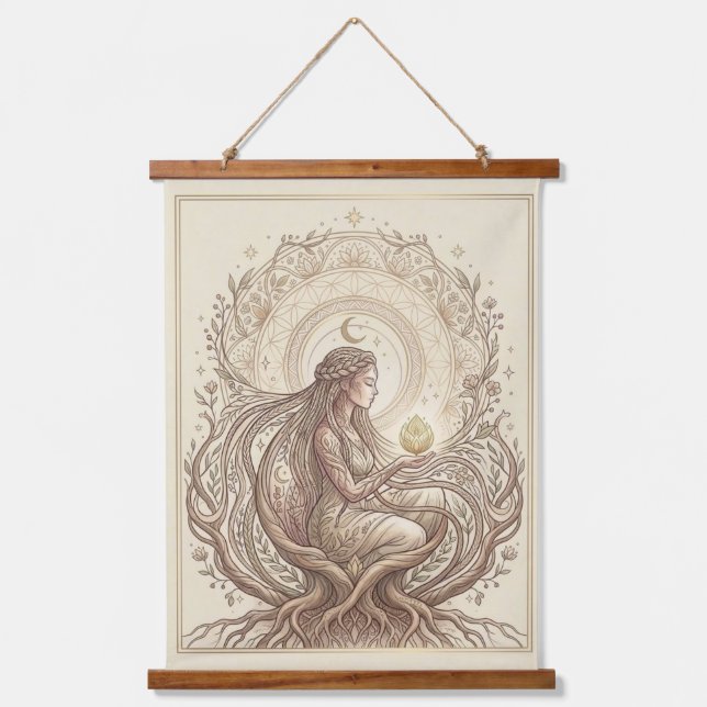 Heilige Mutter Erde Wandteppich Mit Holzrahmen (Vorderseite)