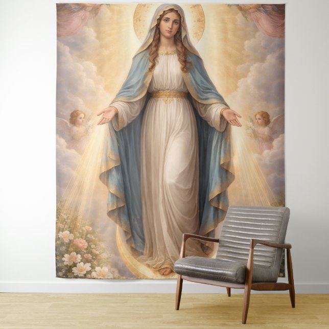 Heilige Mutter Gottes Göttliche Liebe & Schutz´11 Wandteppich (Beispiel)