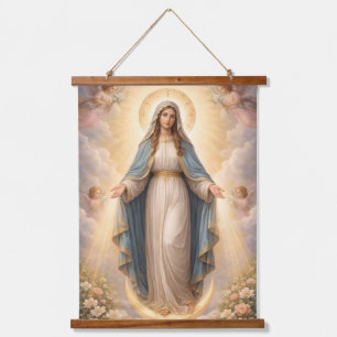 Heilige Mutter Gottes Göttliche Liebe & Schutz´11 Wandteppich Mit Holzrahmen