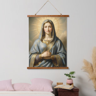 Heilige Mutter Gottes – Göttliche Liebe & Schutz´1 Wandteppich Mit Holzrahmen