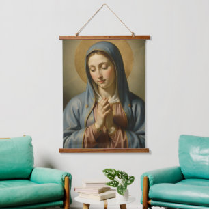 Heilige Mutter Gottes – Göttliche Liebe & Schutz´2 Wandteppich Mit Holzrahmen