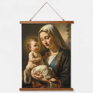 Heilige Mutter Gottes – Göttliche Liebe & Schutz´5 Wandteppich Mit Holzrahmen