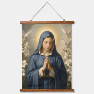 Heilige Mutter Gottes – Göttliche Liebe & Schutz´7 Wandteppich Mit Holzrahmen