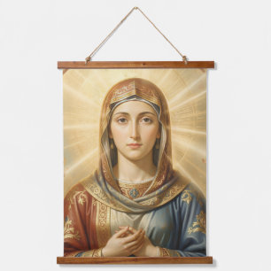 Heilige Mutter Gottes – Göttliche Liebe & Schutz´8 Wandteppich Mit Holzrahmen