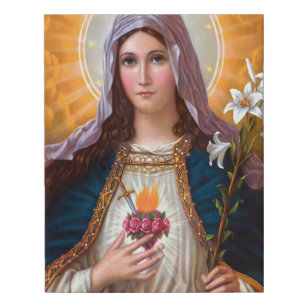 Heilige Mutter Maria Unbeflecktes Herz, St. Maria, Künstlicher Leinwanddruck
