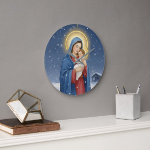 Heilige Mutter Maria und Jesuskind Wanduhr