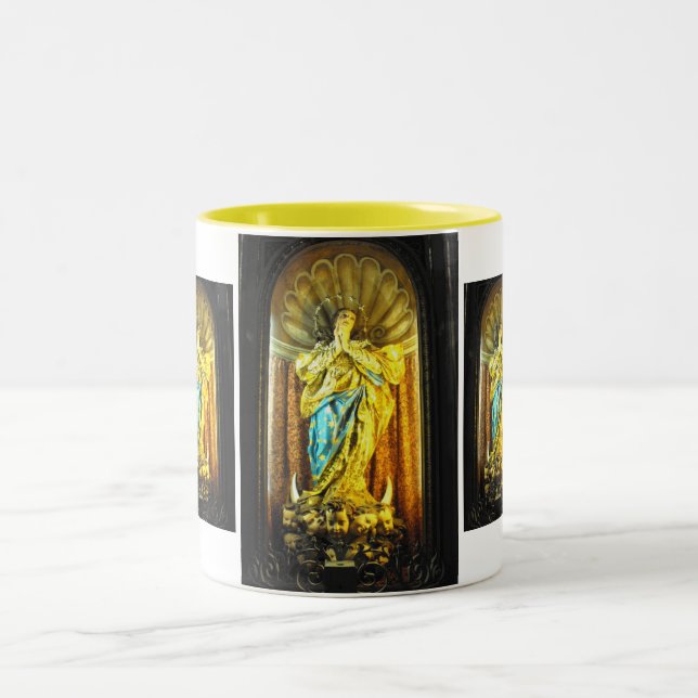 Heilige Mutter Mary Zweifarbige Tasse (Mittel)