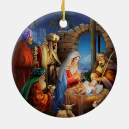 Heilige Nacht, Krippe Keramik Ornament