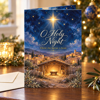 Heilige Nacht Stern von Bethlehem Blau & Gold Karte