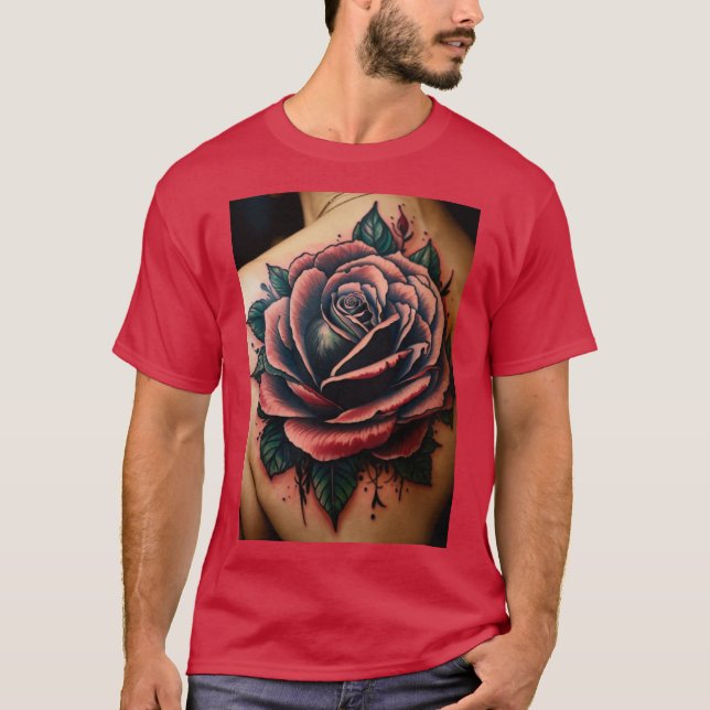 Heilige Navigation: Kompass T-Shi für Rose im Tatt T-Shirt (Vorderseite)