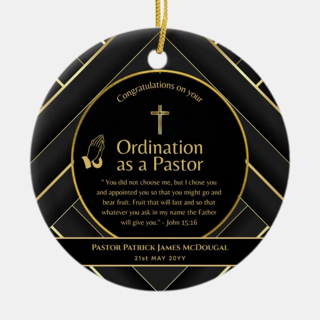 Heilige, neu ordinierte Pastor Bibel Verse Custom Keramik Ornament (Vorne)