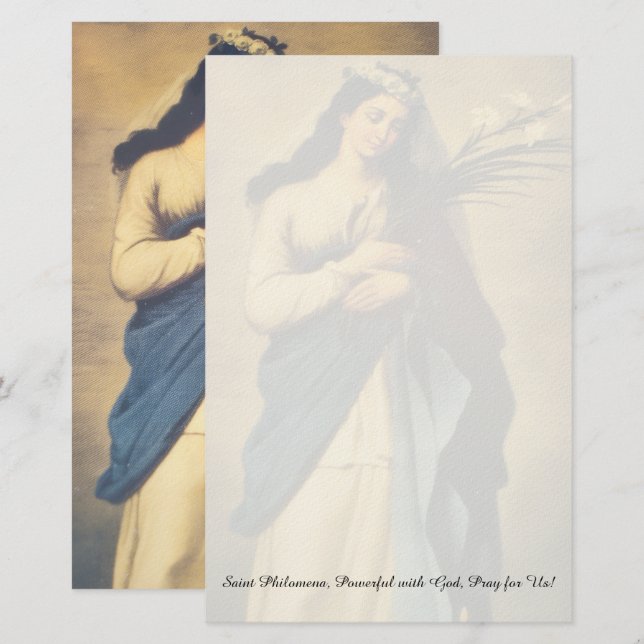 Heilige Philomena Briefpapier (Vorne/Hinten)
