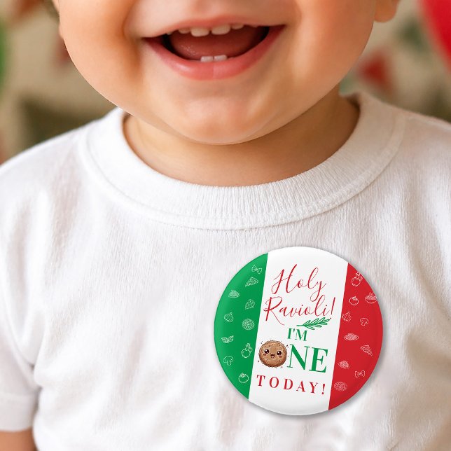 Heilige Ravioli ich bin heute 1 Fleischklößchen Ge Button (Holy Ravioli I'm 1 Today Meatball Birthday Party Button)