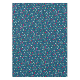 Heilige rote Beeren Weihnachtsgrün gemustert blaue Tischdecke