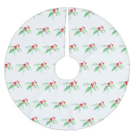 Heilige rote Beeren Weihnachtswasserfarbe grün rot Polyester Weihnachtsbaumdecke