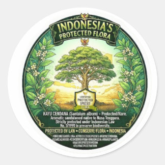 Heilige Sandelholzbaum-Kunst - Seltene indonesisch Runder Aufkleber