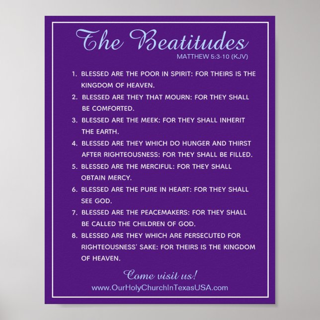 Heilige Schrift Matthew 5:3 bis 5:10 Beatitudes Poster (Vorne)