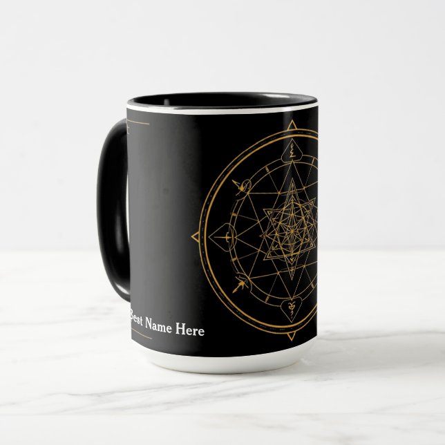 Heilige Schwarze Geometrie Kaffeetasse (Vorderseite Links)