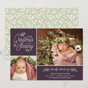 Heilige Segnung Foto Geburtserklärung Feiertagskarte