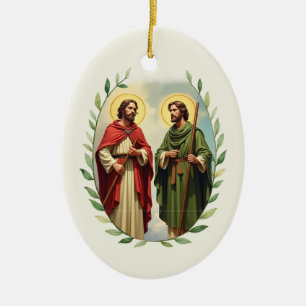 Heilige Simon und Judas, Gottes Frieden und Segen Keramik Ornament