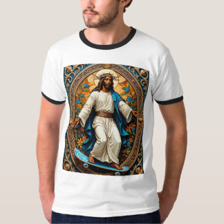 Heilige Skateboard Jesus Verziert Icon Style T-Shi T-Shirt