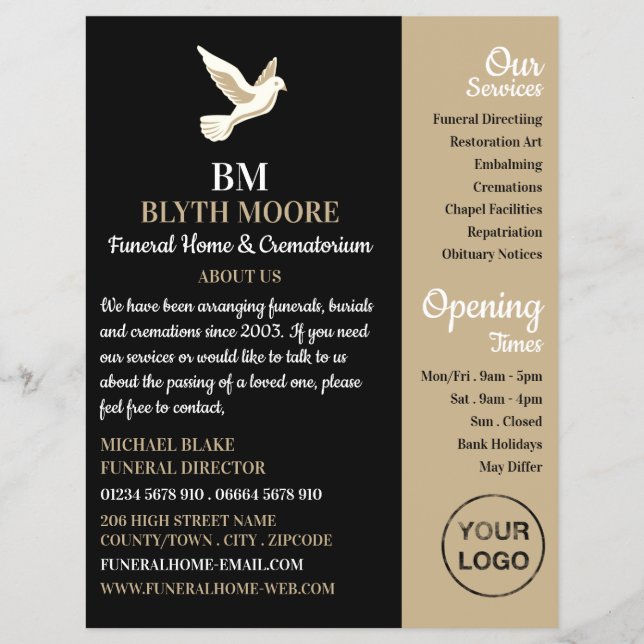 Heilige Taube, Beerdigung Zuhause, Direktoren Flyer (Vorne)