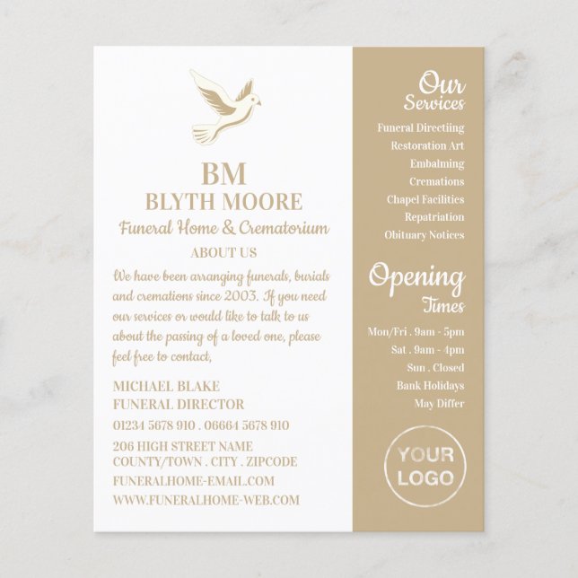 Heilige Taube, Beerdigung Zuhause, Direktoren Flyer (Vorne)