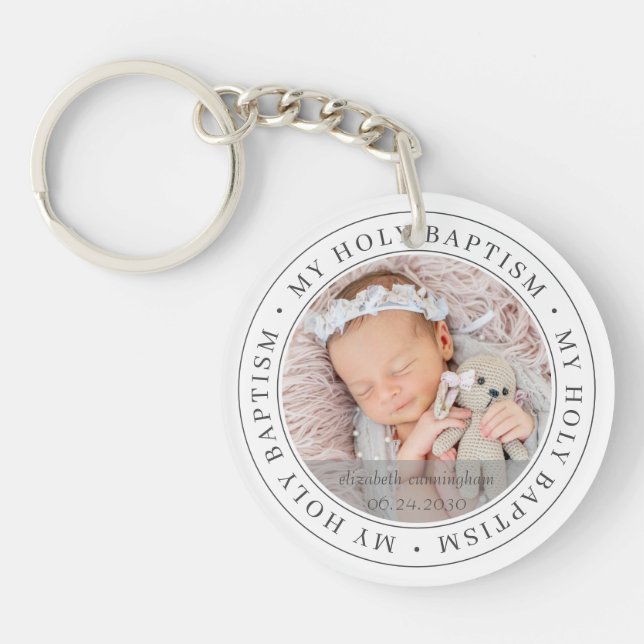 Heilige Taufe Einfache Frame Modernes, benutzerdef Schlüsselanhänger (Vorderseite)