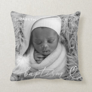 Heilige Taufe Elegantes Foto Modernes Chic Heart B Kissen