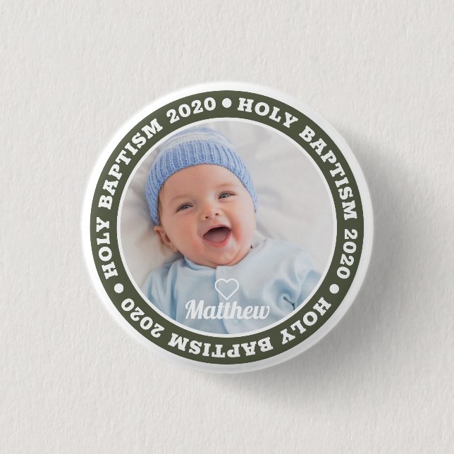 Heilige Taufe Modernes Foto Button (Vorderseite)